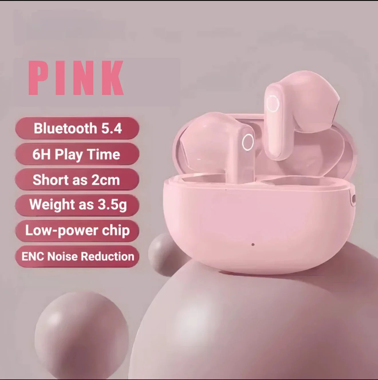 TWS Bluetooth wireless headset KY5 avoids improving the quality of headphones, games, music, earplugs and noise reduction Oasis Select pink