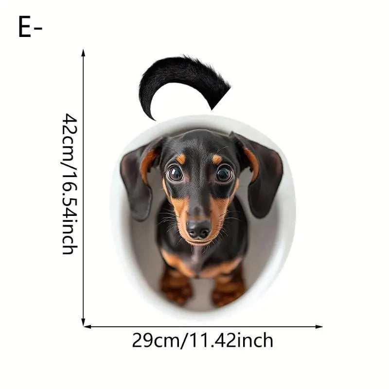3D Cat & Dog Toilet Sticker – Waterproof Removable Bathroom Decal