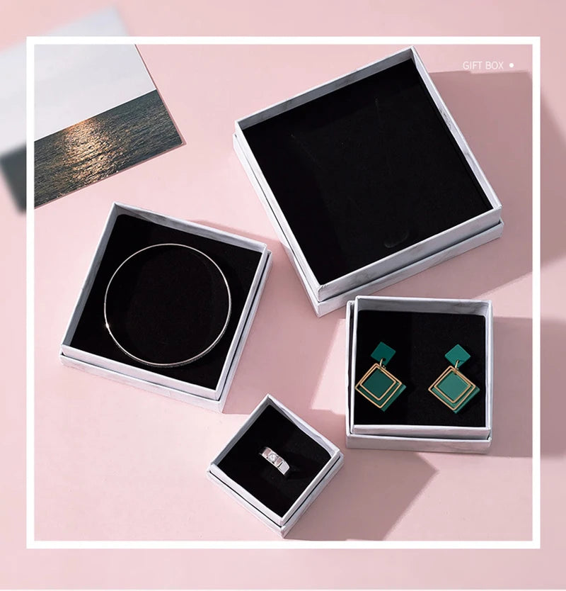 1PCS Marbling Jewelry Box Gifts Packaging Box Bracelet Necklace Ring Earring Box For Wedding Birthday Party Accessories Oasis Select