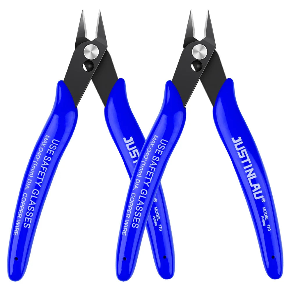 2Pcs Mini Nose Cutting Plier Electrical Wire Cable Cutter Metal Side Snips Flush Pliers Convenient Durable Tool Oasis Select Blue