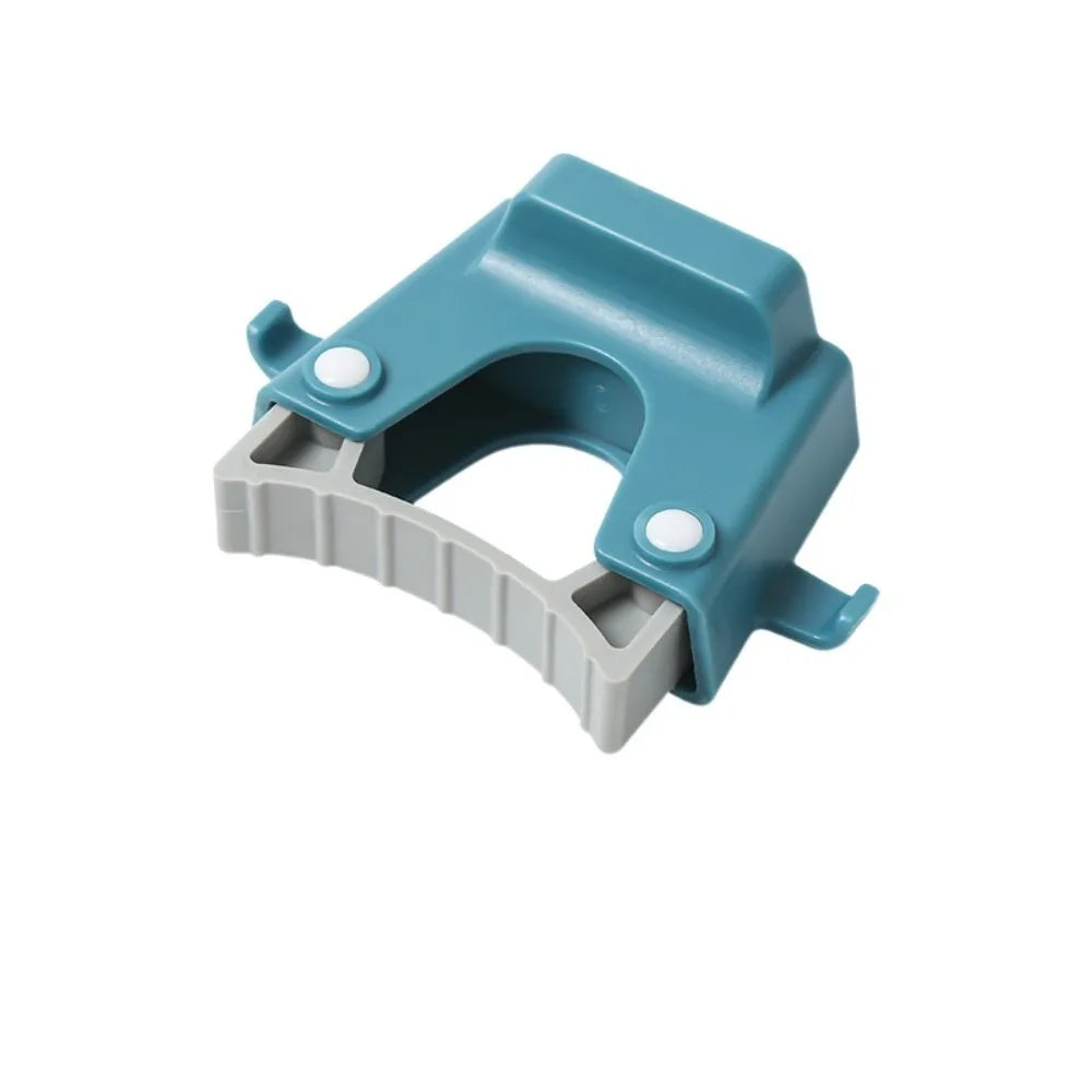 Punch-Free Wall-Mounted Mop Holder Rack with Hook | ABS Clamp Mop Holder Rack Oasis Select blue-white