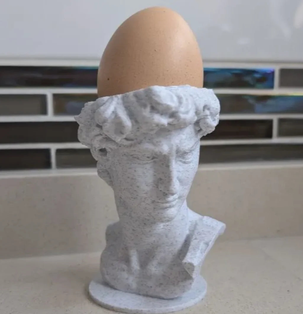Mini David Sculpture PLA Plastic Figurine Dual-purpose Egg Cup Creative Desktop Ornament Art Statue for Home Decor Holiday Gift Oasis Select Marble