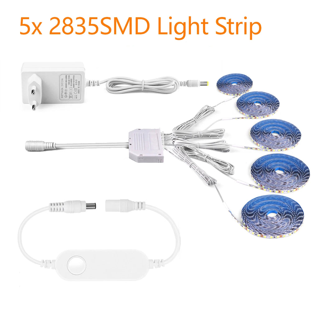 Smart Voice APP Control LED Lamp 1-6pcs 12V Zigbee 2835 Light Ribbon Dimmable For Wine Collection Show Cabinet Wall Decor Oasis Select 5PCS LED Tape Warm White 2m