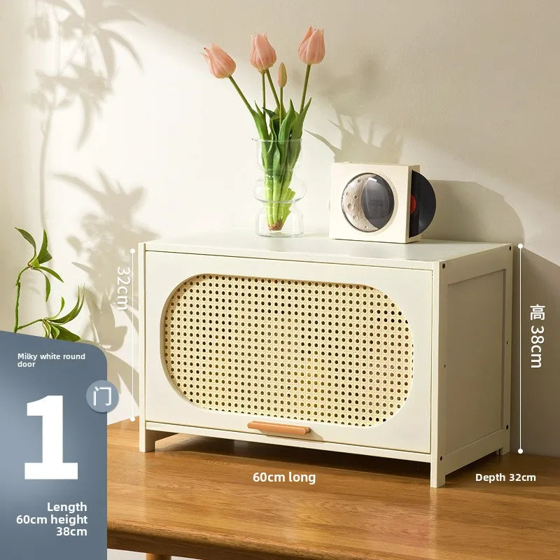Cream wind all solid wood bookcase simple children's locker open storage cabinet living room study combination locker Oasis Select 60 long doors