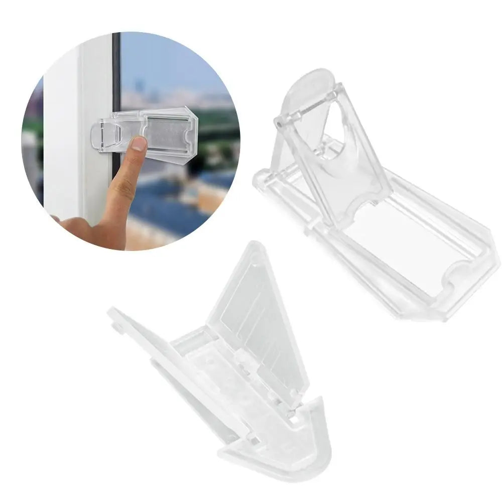Transparent Sliding Door Lock Self-adhesive Anti-pinch Sliding Sash Stopper Strong Fixation Cabinet Door Lock Oasis Select