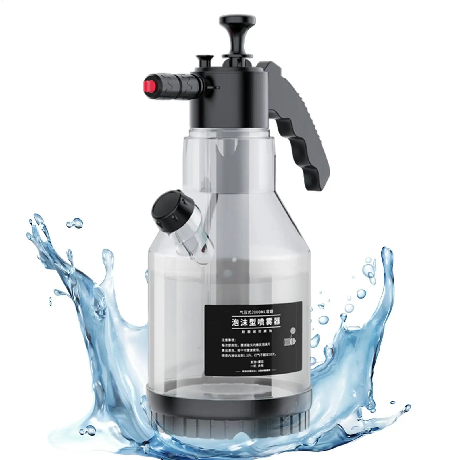 Car Wash Cannon 2L Foam Sprayer Garden Hose Compatible Car Detailing Snow Foam With Side-Opening Lid Anti-Wind For Floor Window Oasis Select