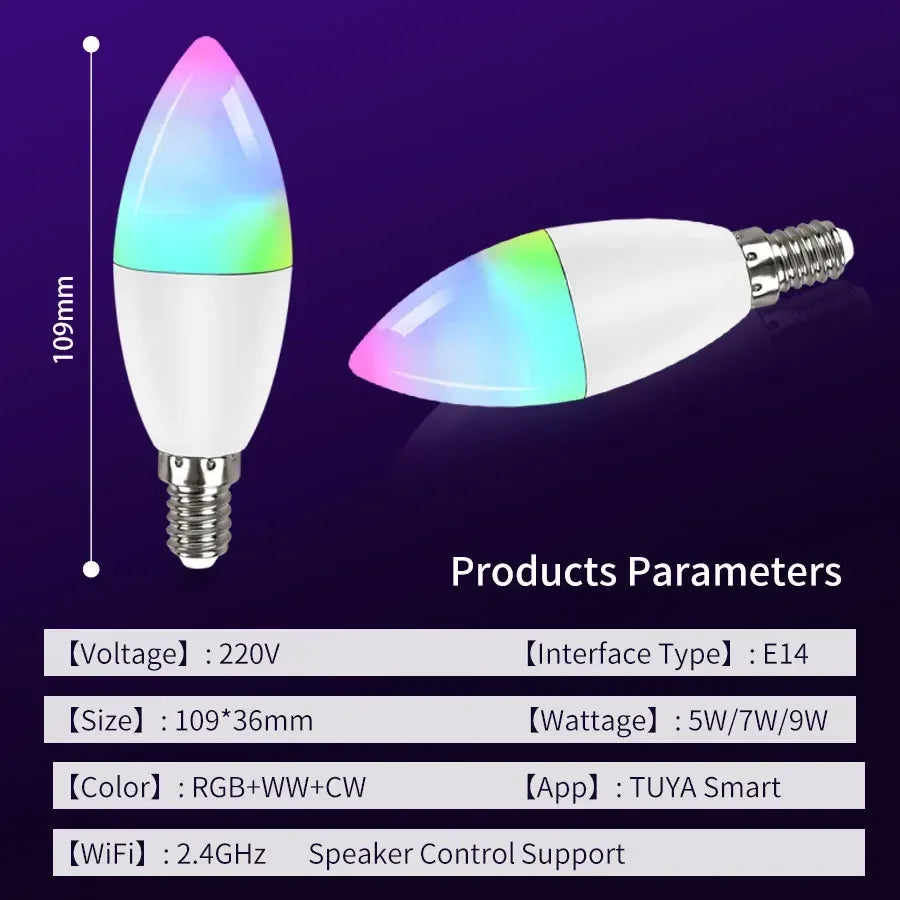 E14 WiFi Smart Candle Bulb 5W/7W/9W | Alexa & Google Home Smart LED Bulb Oasis Select