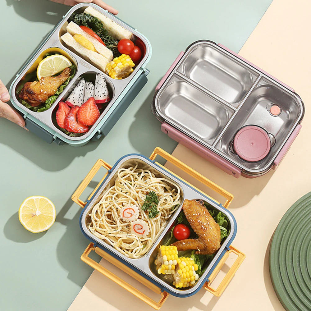 3-Compartment Insulated Stainless Steel Bento Lunch Box