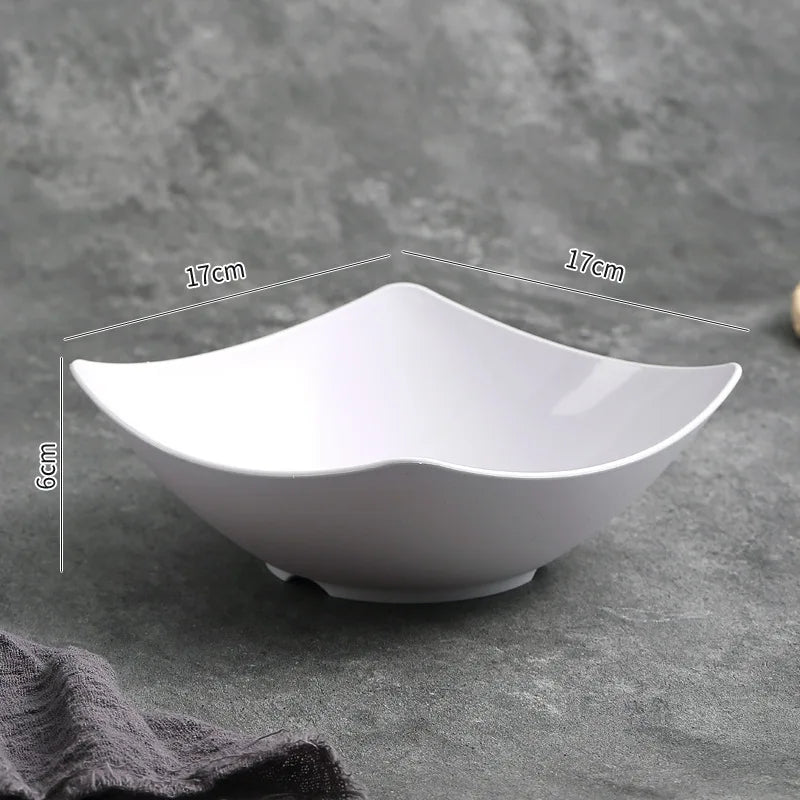4pcs Salad Bowl Set Western Salad Dish Durable Plastic Bowls, Food Storage Containers for Family Gatherings and Everyday Use Oasis Select White-4Pcs