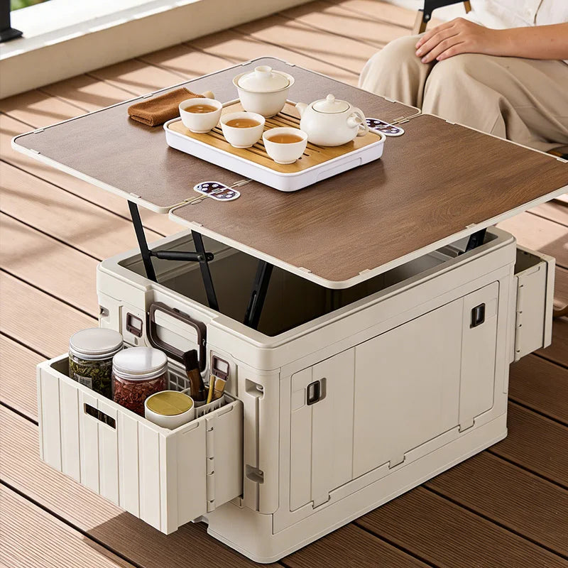 Folding box - Japanese style flat outdoor camping box - wooden lid folding storage box - trunk organizer box - gift storage box Oasis Select