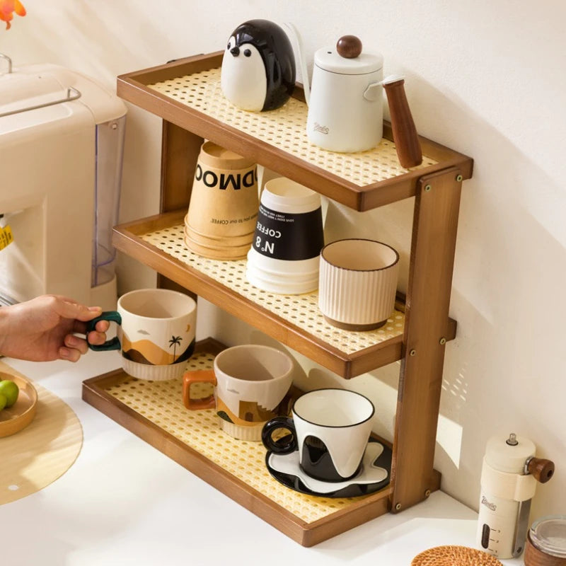 Cup holder, desktop multi-layer countertop, cup holder, storage, household table, small water cup, tea cup, tea set holder Oasis Select