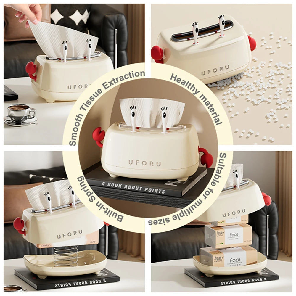 Tissue box, cartoon design featuring Mr Crab, an adorable tissue storage box suitable for the living room, bedroom, and bathroom Oasis Select