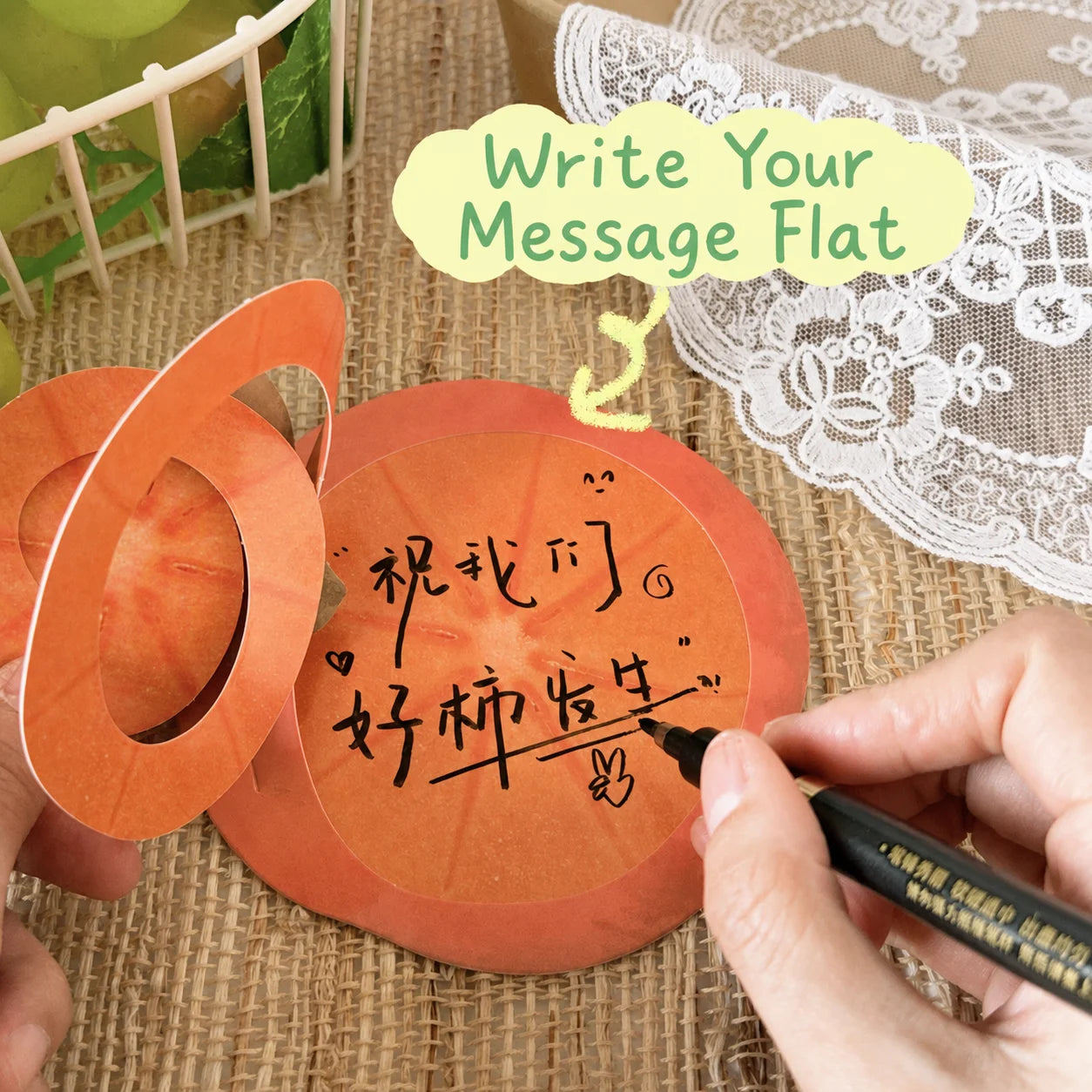 3D Fruit Shaped Greeting Card | Ink-Wash Folding Card & Envelope