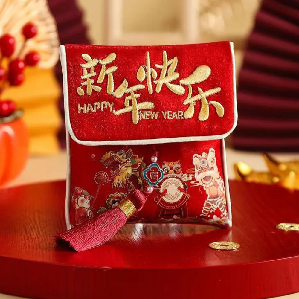 Portable Traditional New Year New Year Pocket Bag Good Lucky Blessing Cloth Lucky Money Bag Gift Bags Spring Festival Oasis Select C