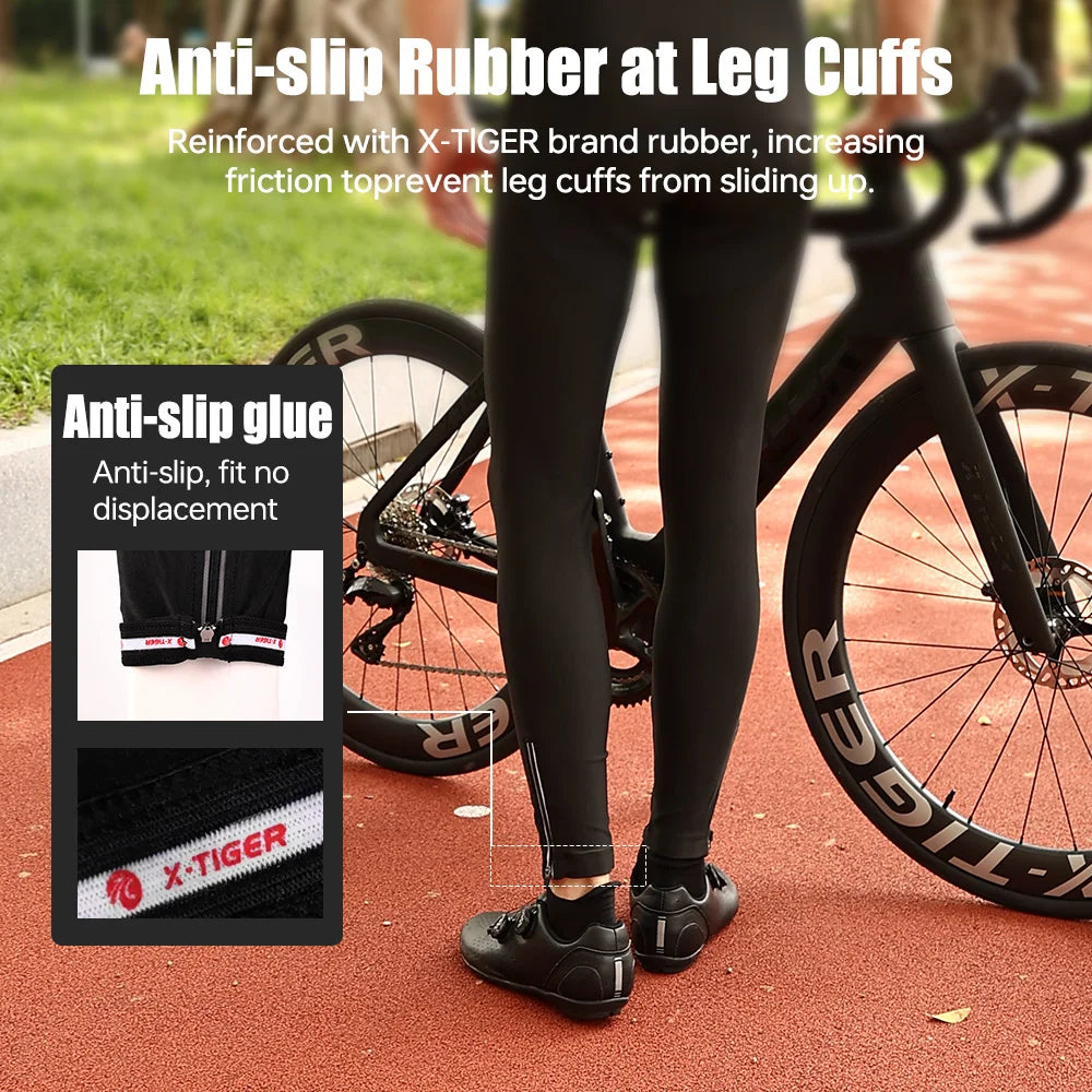 X-TIGER Men's Winter Cycling Pants Autumn Sponge Pad Shock Absorption Bicycle Trousers Keep Warm Long CyclingTights With Pockets Oasis Select