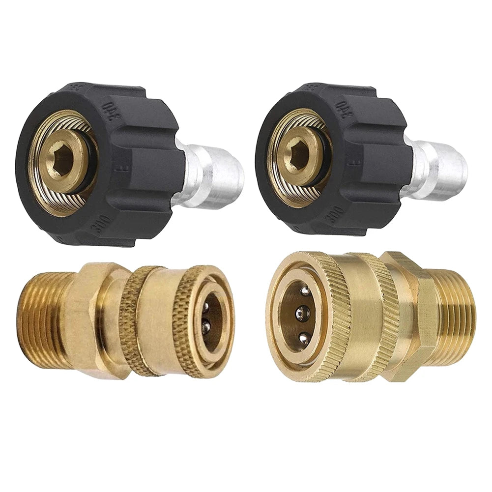 High Pressure Quick Connector Brass M22 Washer Adapter 1/4 Inch Garden Irrigation Connector for Pressure Wash Gun for Water Pipe Oasis Select