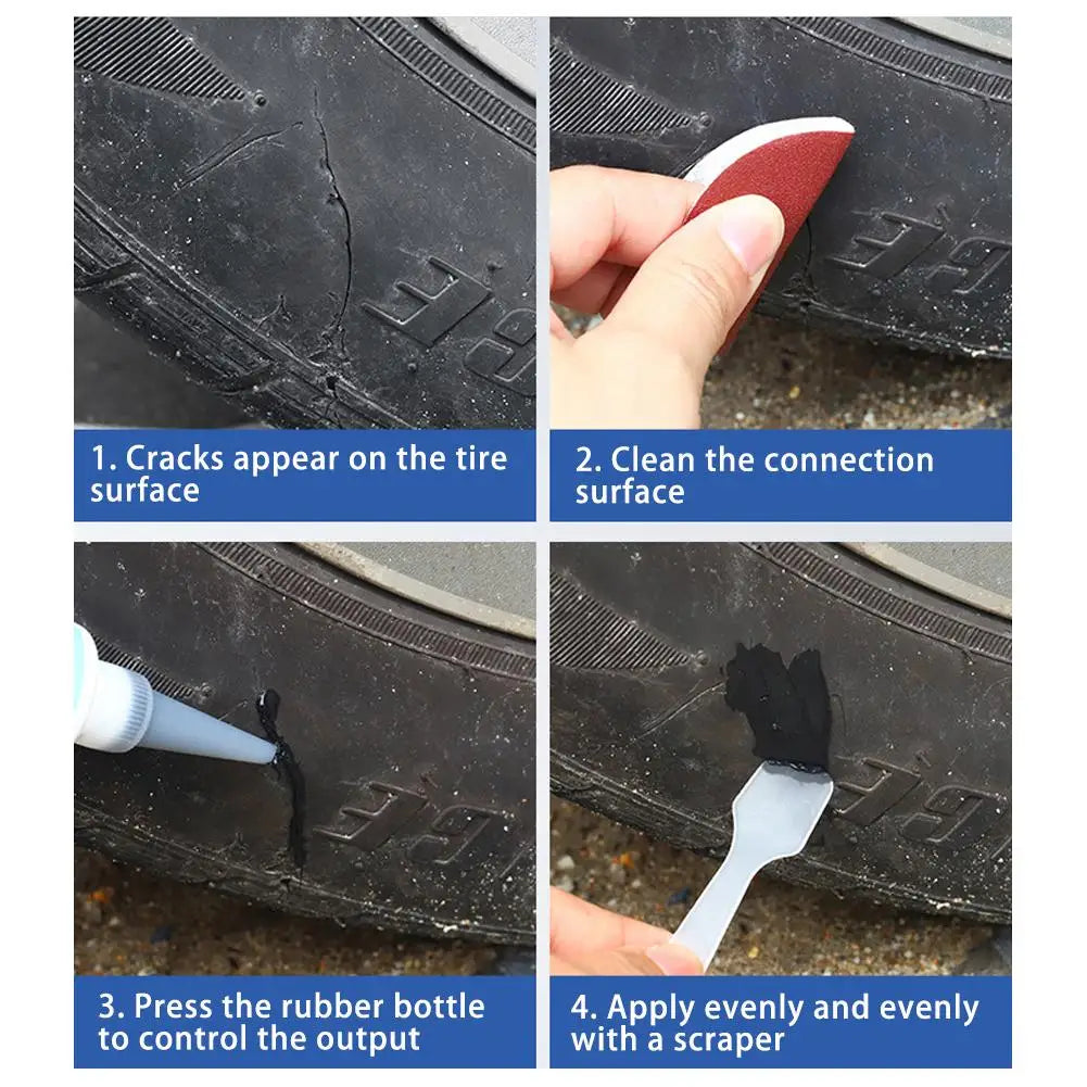Tire Repair Black Rubber Adhesive Glue 30ml – Waterproof Bond