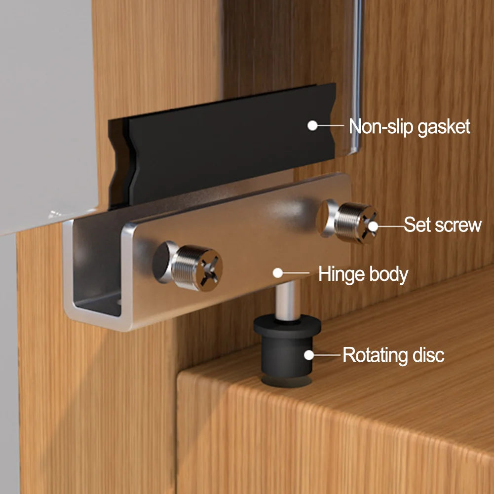 Glass Door Pivot Hinges – No-Drill Stainless Steel Clamps 2-Pack Glass Door Hinges Oasis Select