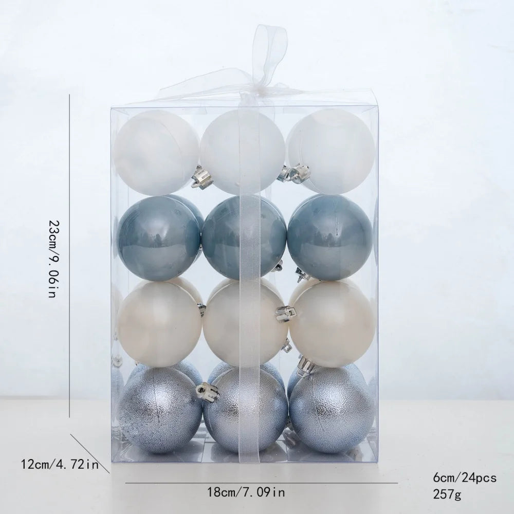 24PCS 6cm Christmas Balls Colorful Electroplating Christmas Tree Hanging Ball Home Party Christmas Tree Decor New Year Gift Oasis Select Blue