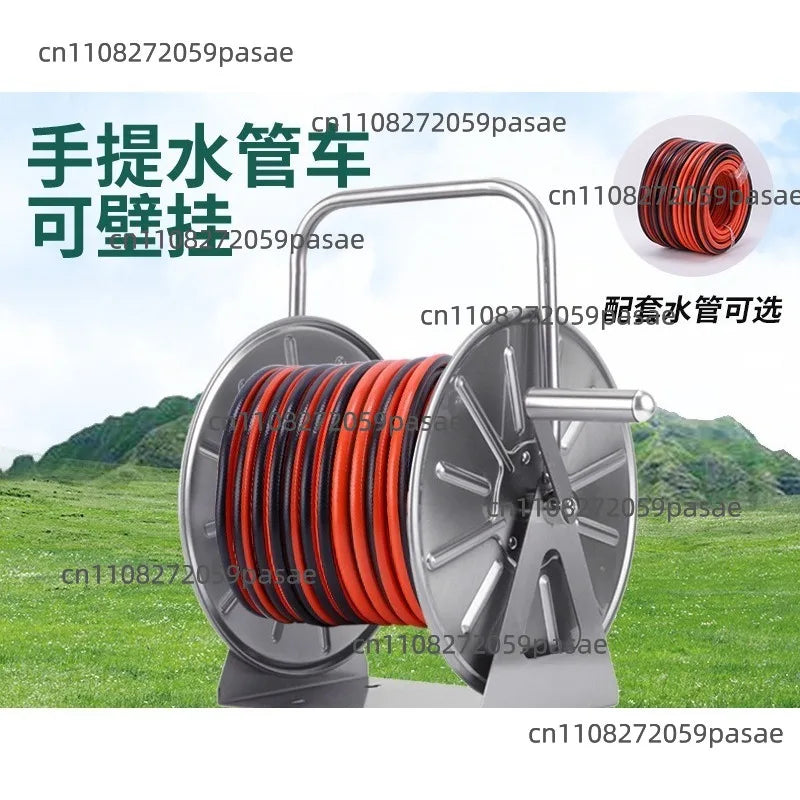 Stainless Steel Wall-mounted Hose Holder for High-pressure Car Washing and Gardening, Wall-mounted Soft Water Pipe Storage Rack Oasis Select