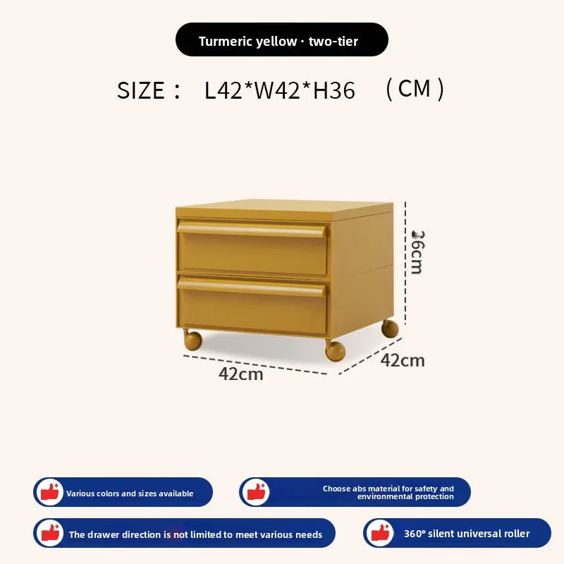 Removable panda cabinet medieval bedside table ins plastic multi-layer storage cabinet bedroom simple locker Oasis Select Turmeric 2 layer
