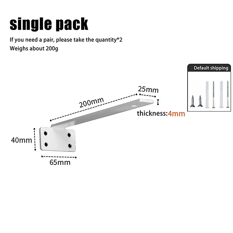 6/8/10/12inch Heavy Duty Cast Iron Shelves Brackets Floating Shelf Brackets 4MM Thicked Invisible L Brackets For Shelves Support Oasis Select 8in White