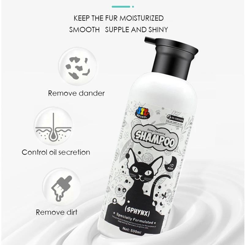 Cat Shower Gel Canadian Sphinx Cat Shampoo Body Wash Pet Cat Hairless Cat Special Body Wash to Oil Control Oil 500ml Oasis Select