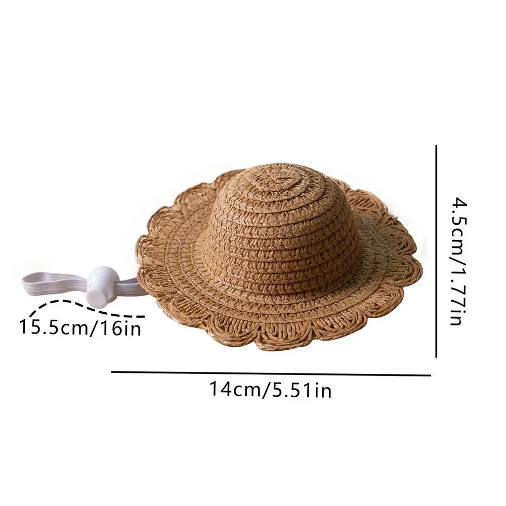 Dog Straw Hat Cute Adjustable Pet Woven Hat Dog Decorative Hat Photo Prop Dog Cat Sunshade Caps Run Straw Hat For Small Dog Cat Oasis Select Dark Coffee