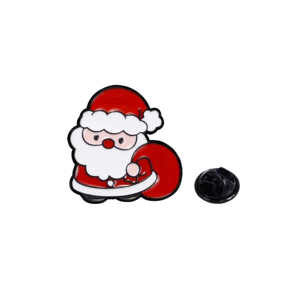 Cute Cartoon Christmas Day Enamel Brooch Creative Santa Claus Snowman Tree Lapel Pin Badge Backpack Clothing Hat Accessories Oasis Select Style 4