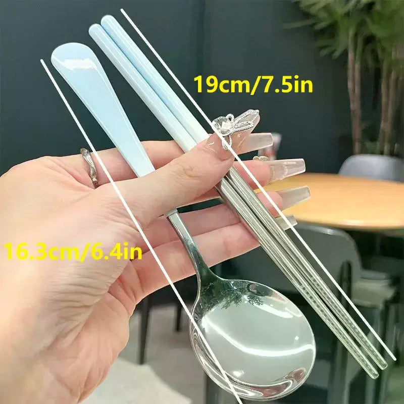 Korean Travel Cutlery Set – Stainless Steel Spoon & Chopsticks