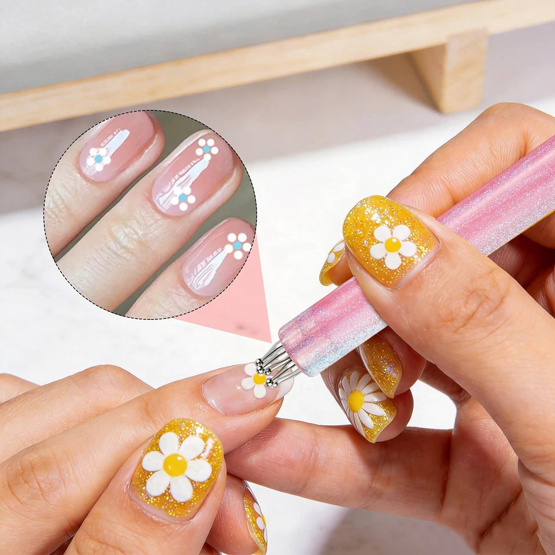 5 Petal Flower Nail Dotting Pen One Stroke Flower Design Tool for Nail Art, Manicure Rhinestone Gems Picker & Dotting Painting Oasis Select