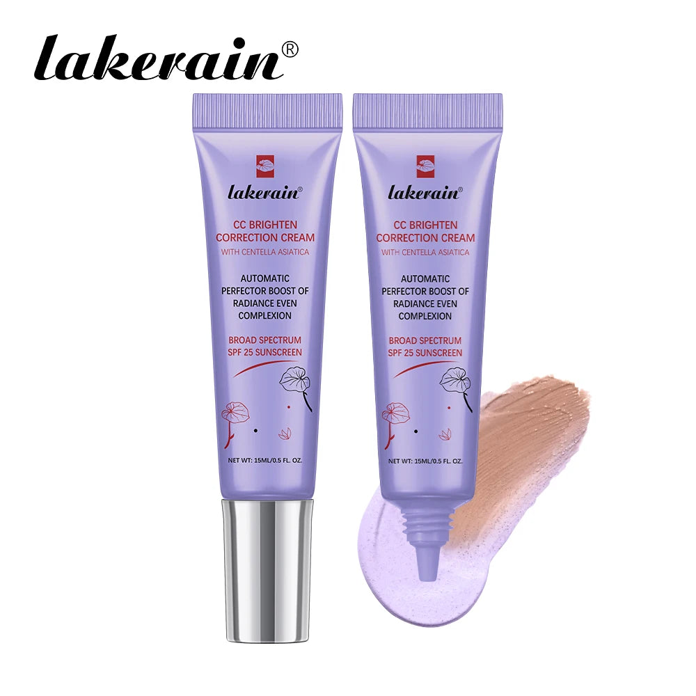 45/15ml Color Correcting CC Cream Moisturizing Waterproof Sweat-proof Makeup Before Concealer Lasting Makeup Change CC Cream Oasis Select 2pcs 15ml Purple