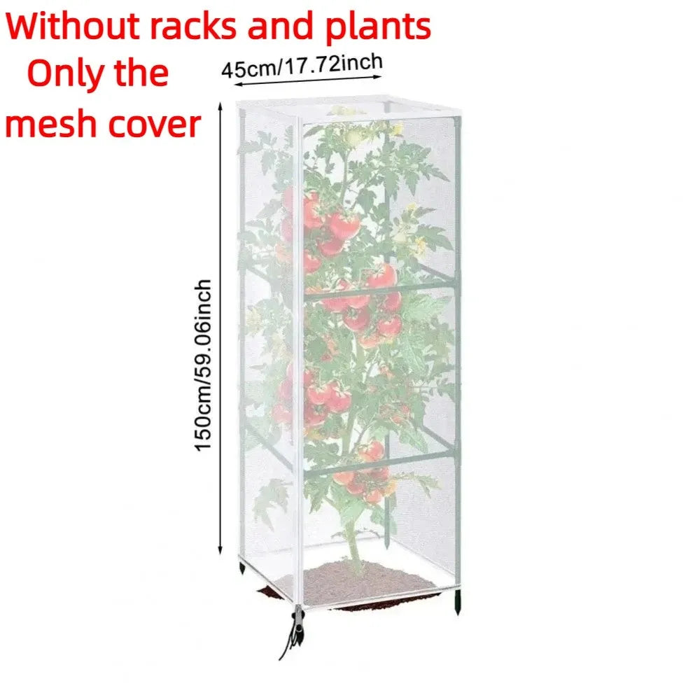 Fine Mesh Plant Netting Cover Breathable Square Shape Bird Barrier Net Zipper Closure Tear Resistant Tomato Cage Cover Oasis Select