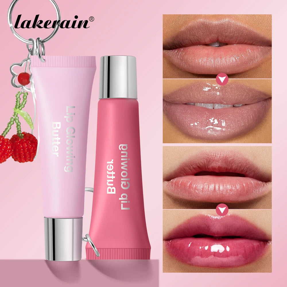 Lip Glowing Butter Gloss Long Lasting Cherry Keychain Moisturizing Lip Oil Plumper Nourishing Makeup Care Hydrating Lipstick Oasis Select