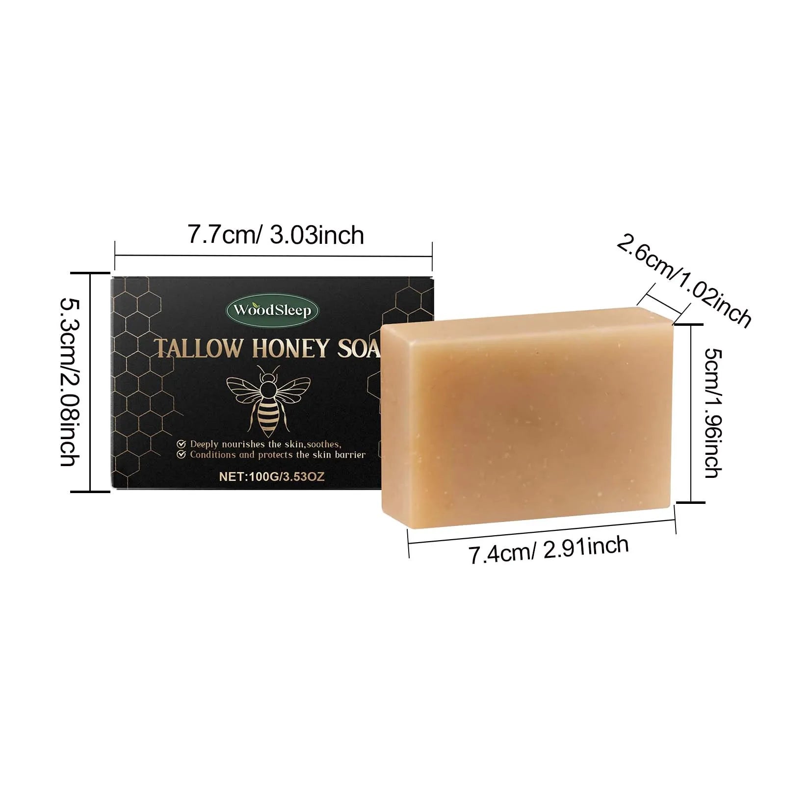 Tallow Honey Soap Bar Gentle Cleansing Bar for Face & Body Rich Lather Moisturizing Redness Relief Soften Smoothing Skin Care Oasis Select 100g Boxed