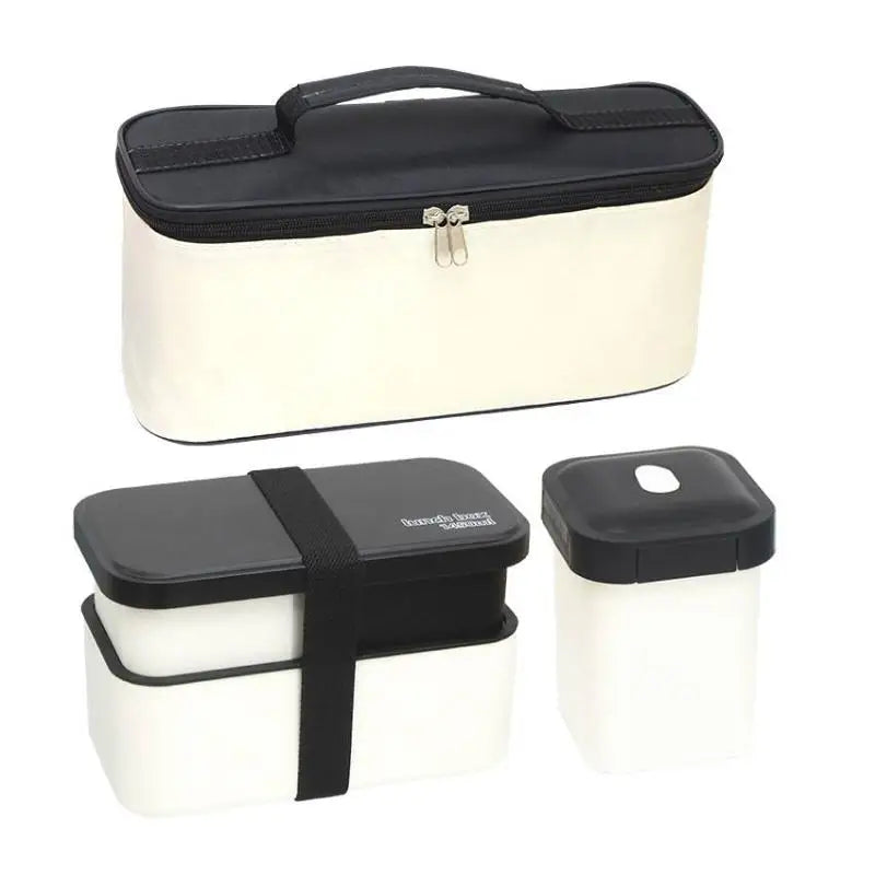 Adult Bento Box,All-inOne Japanese Stackable Lunch Box With Removable Cutlery Set And Sealing Tape,Microwave And Dishwasher Safe Oasis Select black