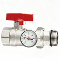 Ball Valve Floor Drain Separator, Equipped with Pressure Gauge Inlet and Outlet Male and Female Metal Wire Filter Tubes Oasis Select AQ-6019 Red Ball valve and gauge