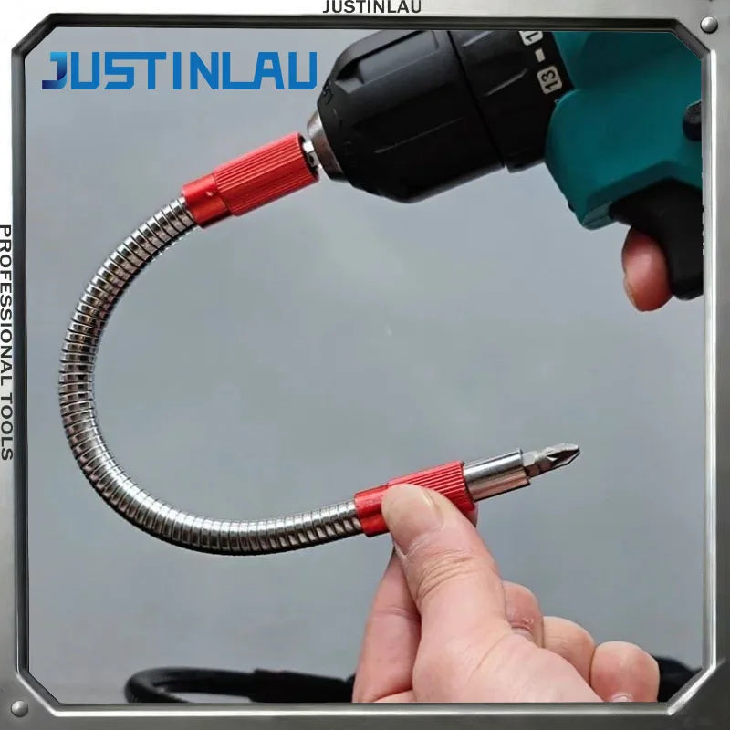 JUSTINLOU 1PC Hexagonal Handle Bendable Impact Drill Bit Universal 25cm Metal Soft Shaft Flexible Extended Drill Bit Hand Tool Oasis Select