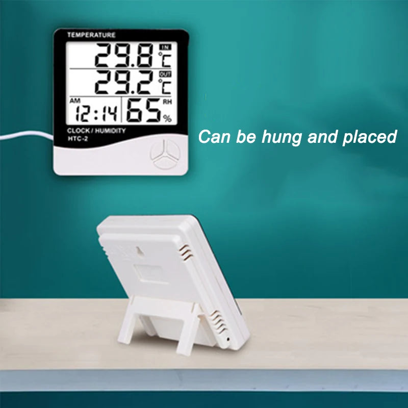 Digital LCD Thermo-hygrometer 1 Piece of Household Indoor and Outdoor Electronic Thermometer, Weather Station with Alarm Clock Oasis Select