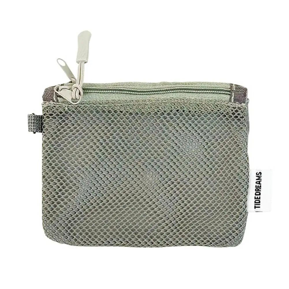 Dual-Layer Mesh Travel Makeup Bag – Mini Zipper Organizer Travel Cosmetics Bag Oasis Select Gray