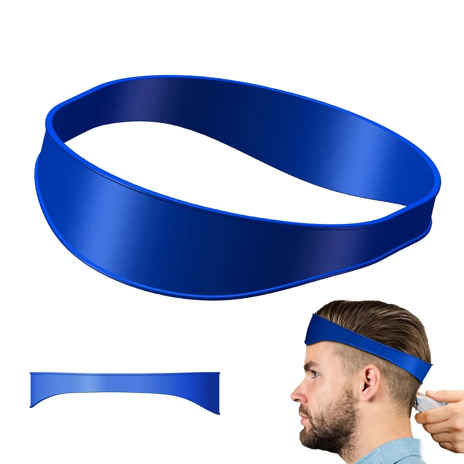 DIY Home Hair Trimming Haircut Curved Headband Silicone Neckline Shaving Template Hair Cutting Guide Barber Hair Styling Tools Oasis Select blue