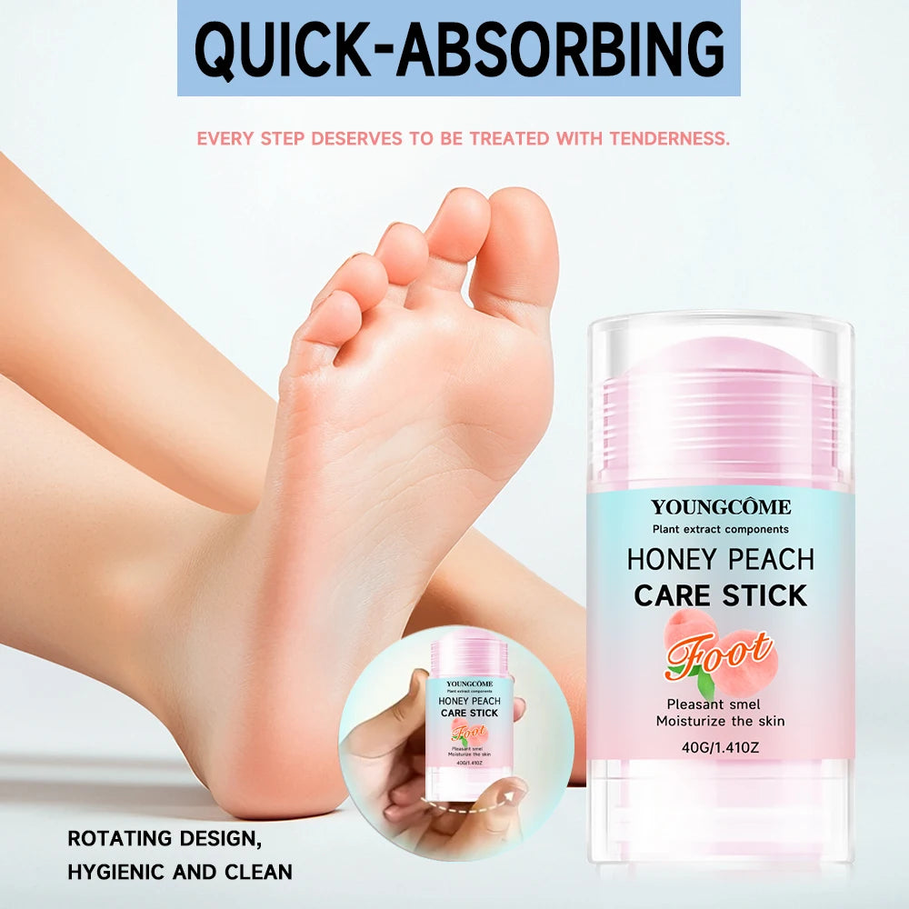 Honey Peach Foot Care Cream - 72H Moisturizing & Crack Repair, Natural Anti-Odor Formula, Portable Heel Balm for Dry/Calloused Oasis Select
