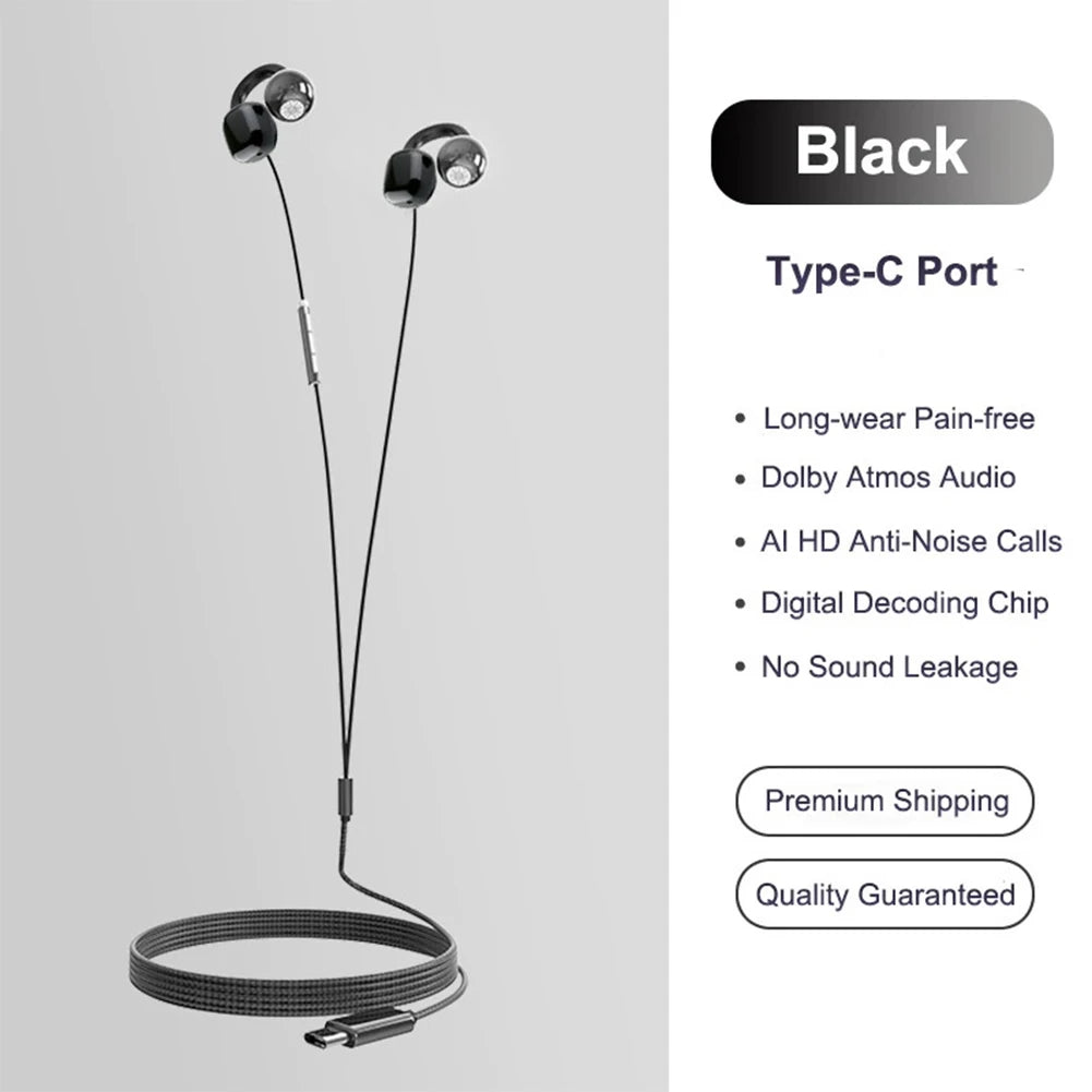 Clip-On Wired Earphones USB-C & 3.5mm | IPX4 | HD Mic