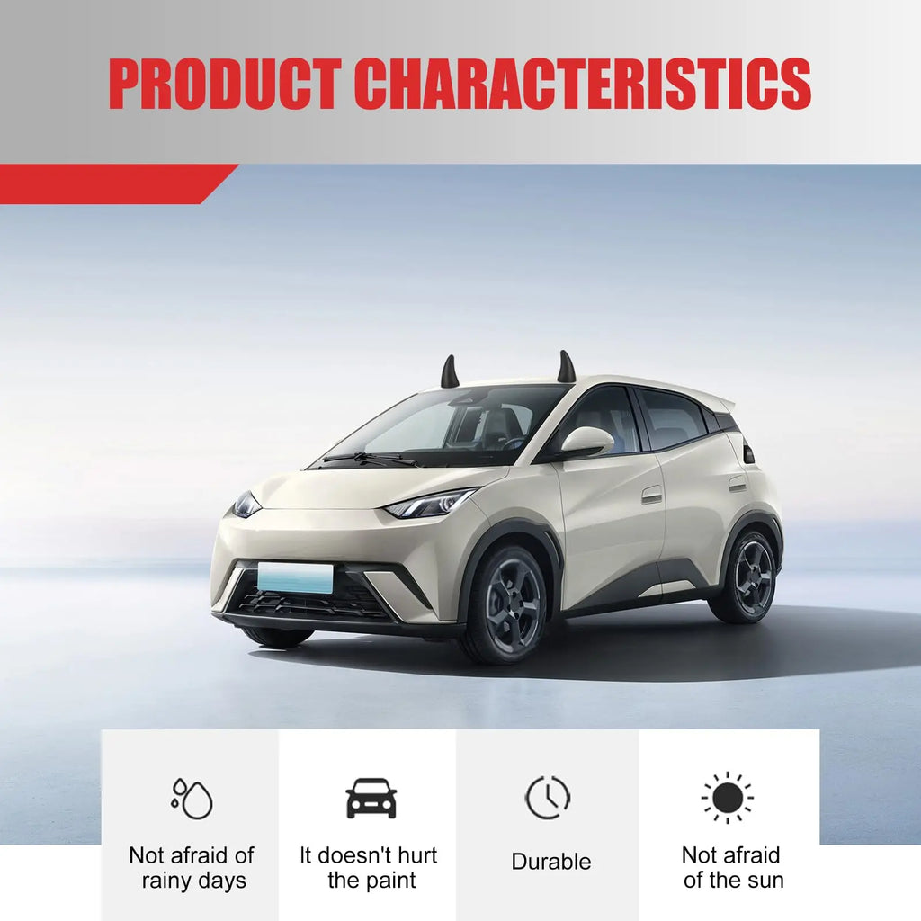 3D Devil Horn Car Roof Sticker | TPU Bull Horns Decal 2PCS