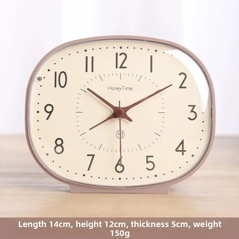 New Bedside Small Alarm Clock Desktop Silent Clock Dedicated for Elderly Bedroom Wake-up Tool Desktop Ornament Oasis Select coffee color
