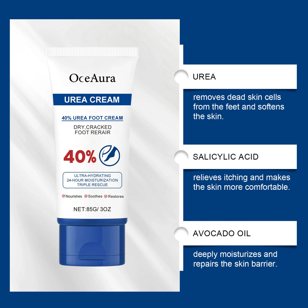 40% Urea Foot Cream Softening Dry Cracked Heels Deep Moisturizing Improve Roughness Remove Callus Exfoliation Foot Care Cream Oasis Select
