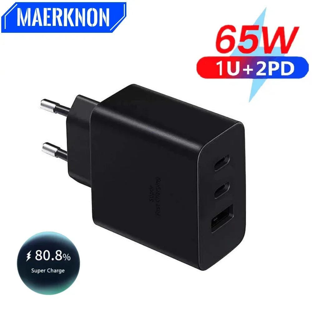 USB Charger 65W/45W Type C Fast Charging Mobile Phone Charger Wall Adapter For iPhone Samsung Xiaomi Huawei PD Quick Charge Oasis Select eu BlackWith 5ACable