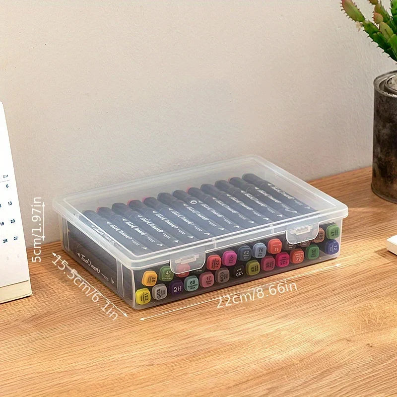Large Capacity Pencil Case Transparent Plastic Notebook Sketch Marker Colored Lead Painting Storage Box, Back To School Supplies Oasis Select medium