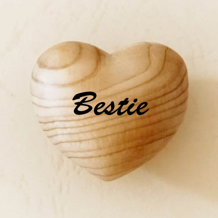 New Valentine's Day decoration pocket hug wooden heart token wooden love engraved gift Oasis Select Bestie 3 3 2cm