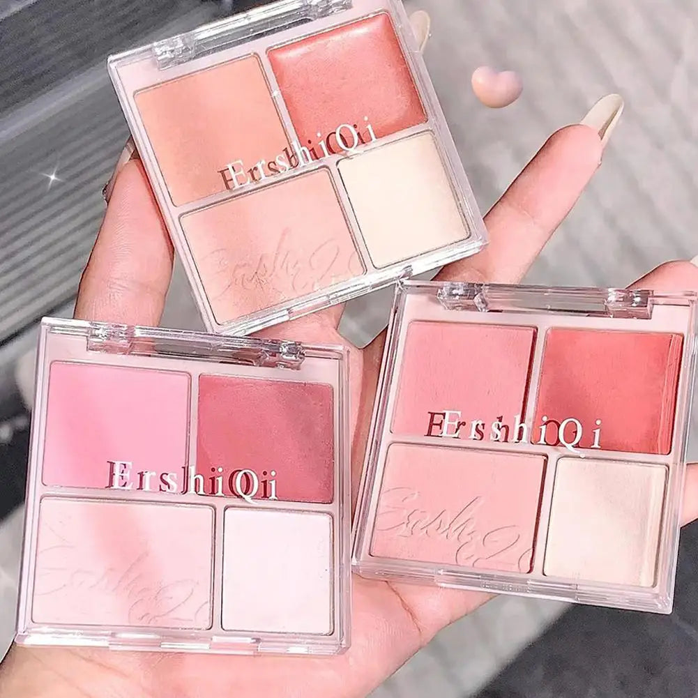 4-Color Matte Blush Palette – Shimmer Pigmented Cheek Makeup Blush Palette Oasis Select